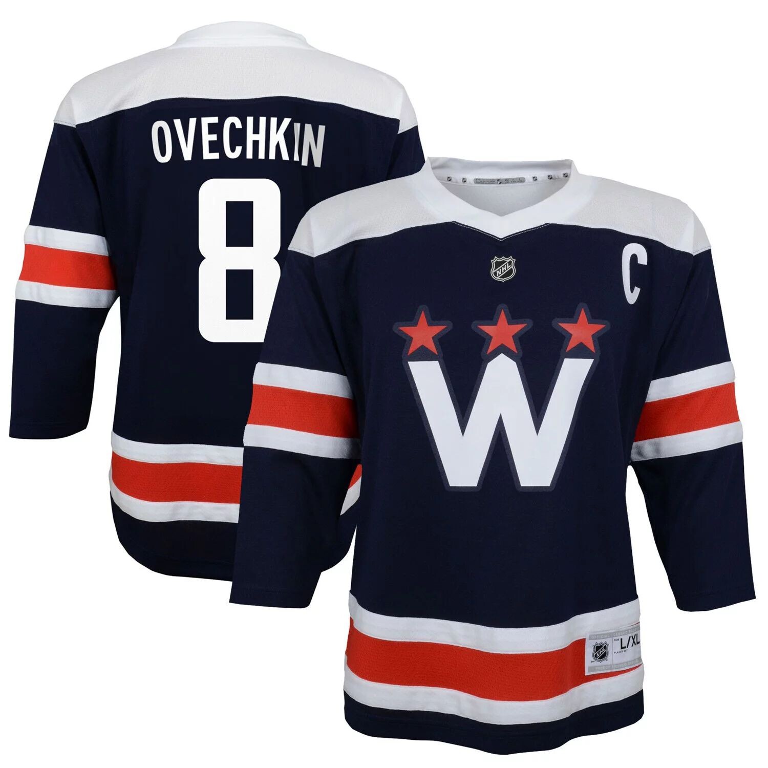 

Альтернативная копия джерси игрока Toddler Alexander Ovechkin Navy Washington Capitals 2020/21 Outerstuff