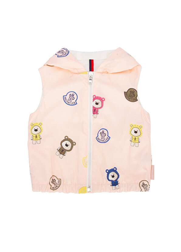 

Розовый детский жилет унисекс с капюшоном Moncler