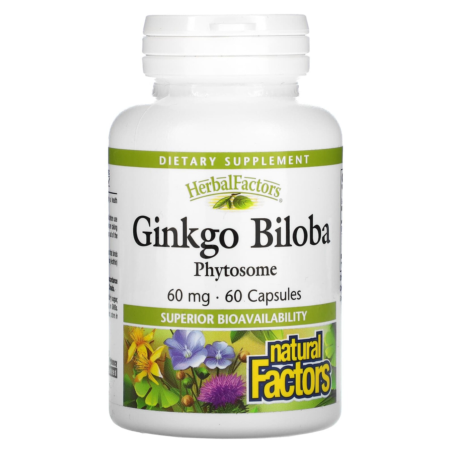 

Фитосомы гинкго билоба, 60 мг, 60 капсул, Natural Factors
