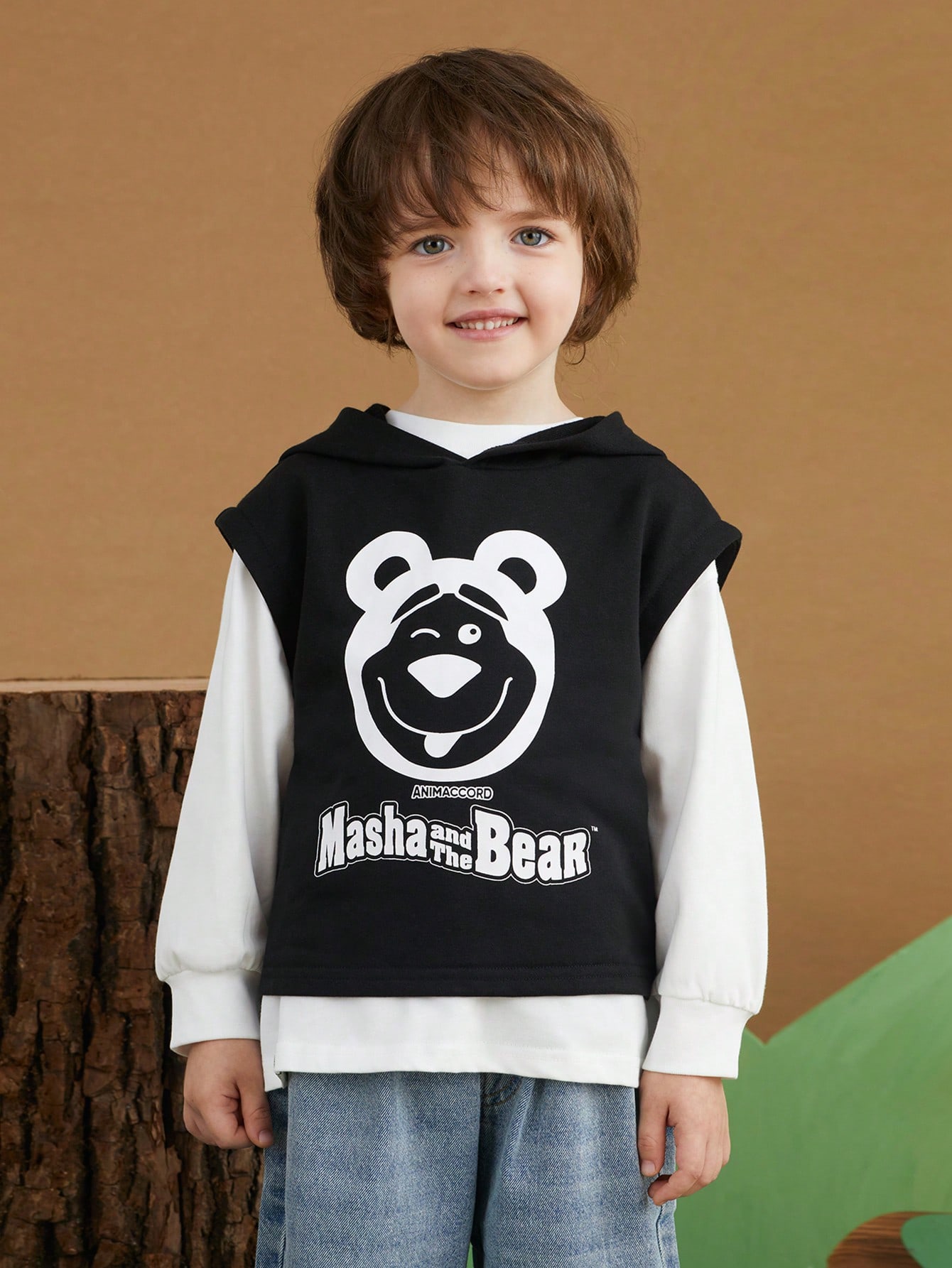 SHEIN X Маша и Медведь для мальчика, черный набор наклеек кружочков маша и медведь 4 шт 1 шт