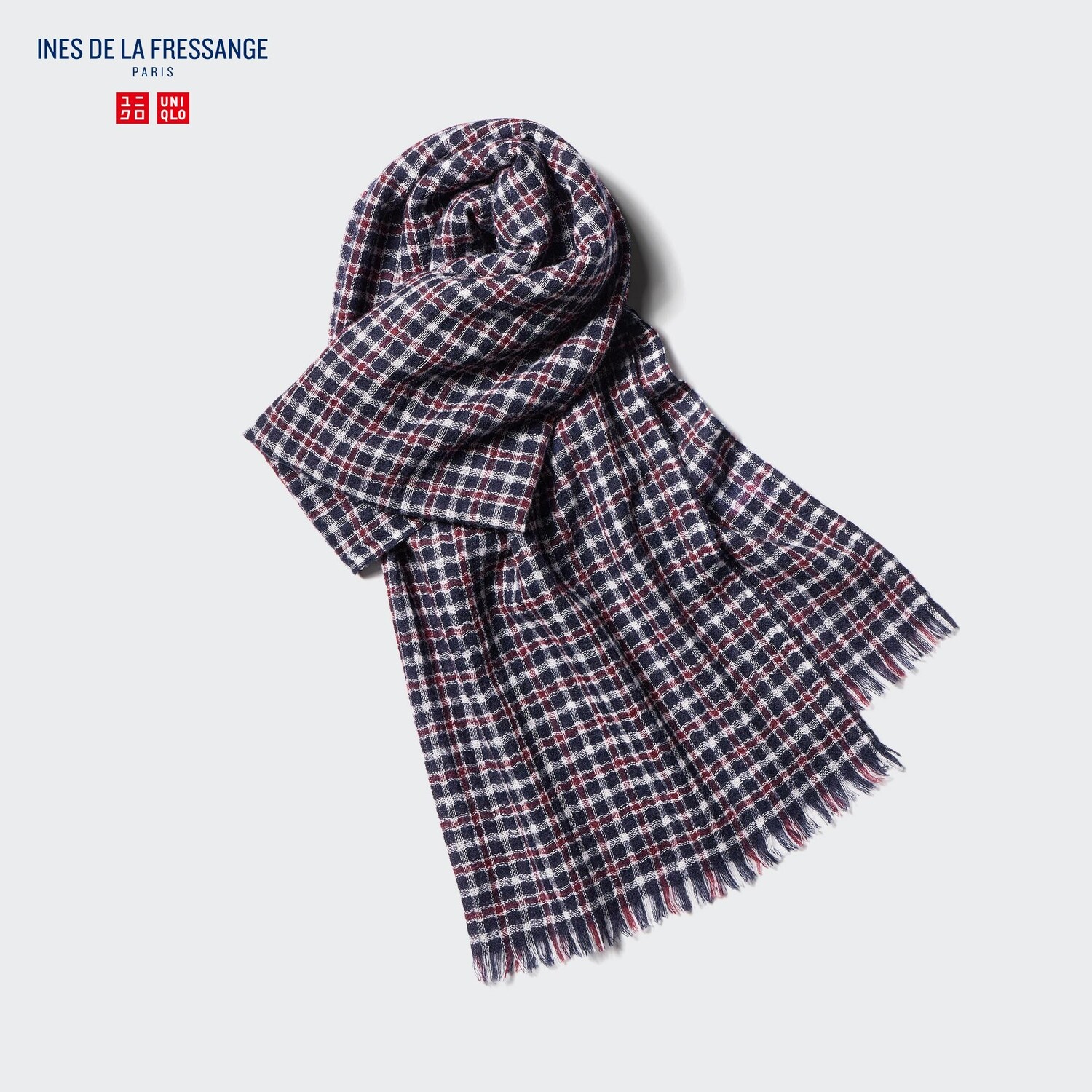 

Палантин в клетку из 100% кашемира Uniqlo, темно-синий