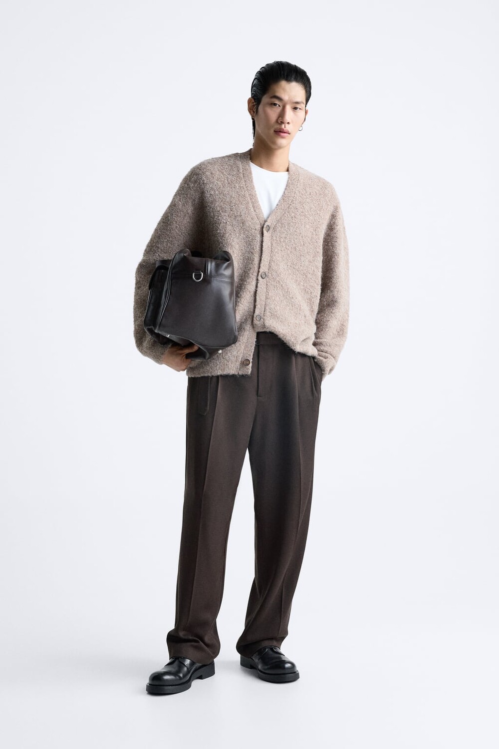 

Фактурный кардиган из букле ZARA, норковый