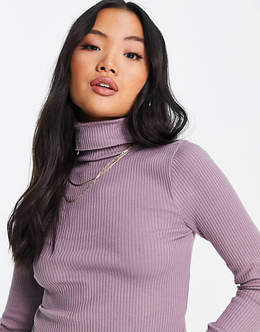 

Лиловый укороченный топ в рубчик ASOS DESIGN Petite