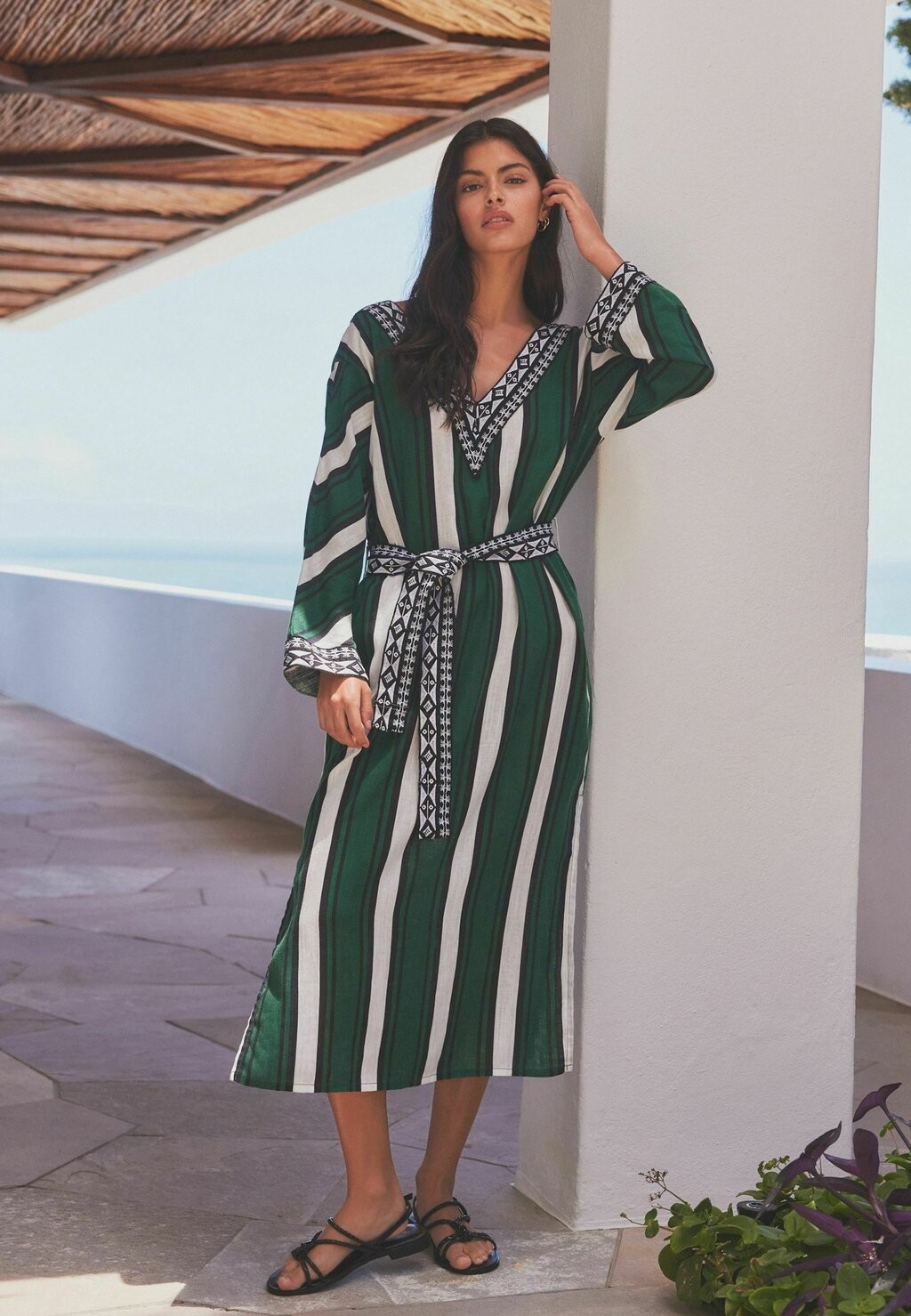 

Дневное платье BELTED KAFTAN REGULAR FIT Next, цвет green white stripe