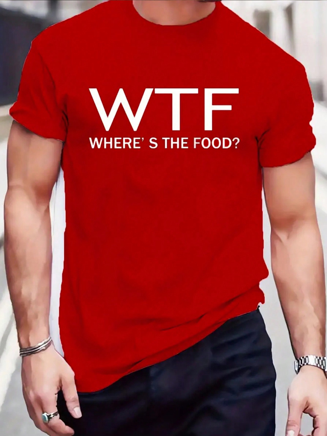 Мужская футболка с круглым вырезом и короткими рукавами с принтом слогана, красный