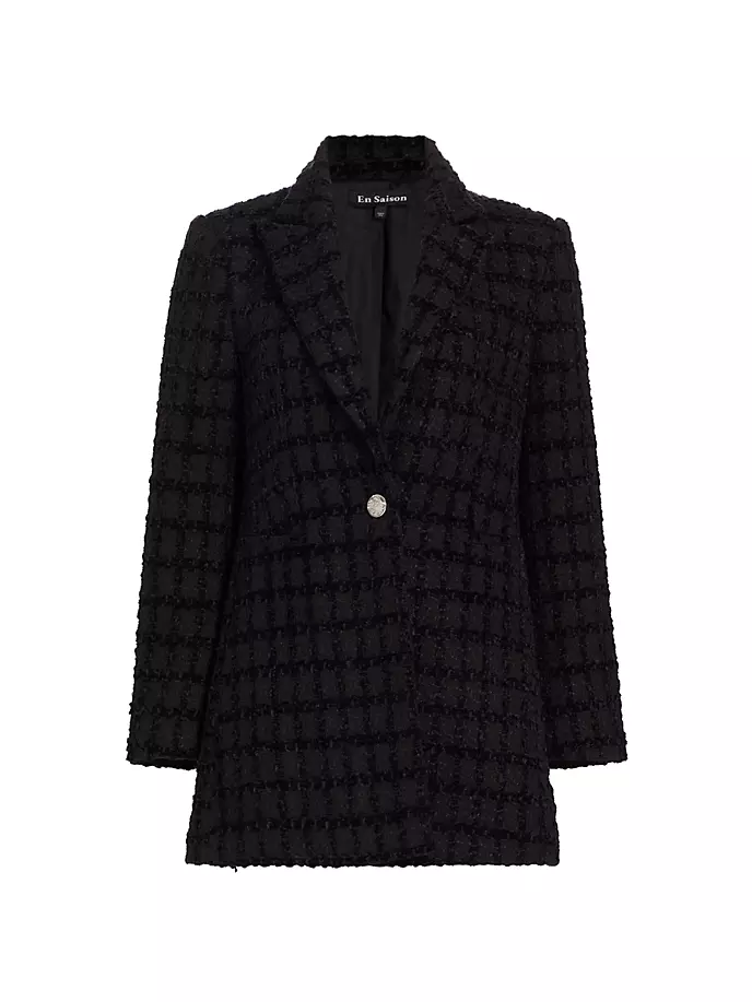 Твидовый однобортный пиджак Melbrooke En Saison, черный цена и фото