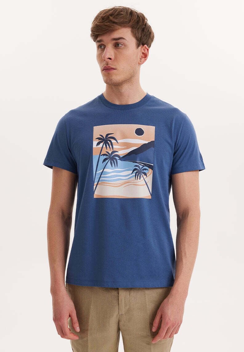 

Футболка с принтом PRINT WMVIEW PALM WESTMARK LONDON, цвет dark denim