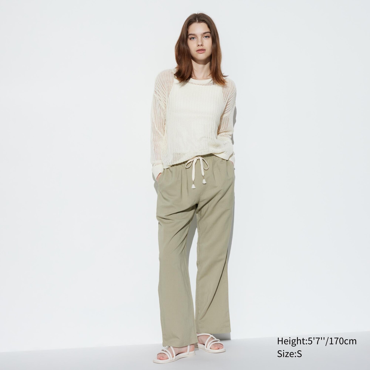 

Брюки из смешанного льна комфорт UNIQLO, зеленый
