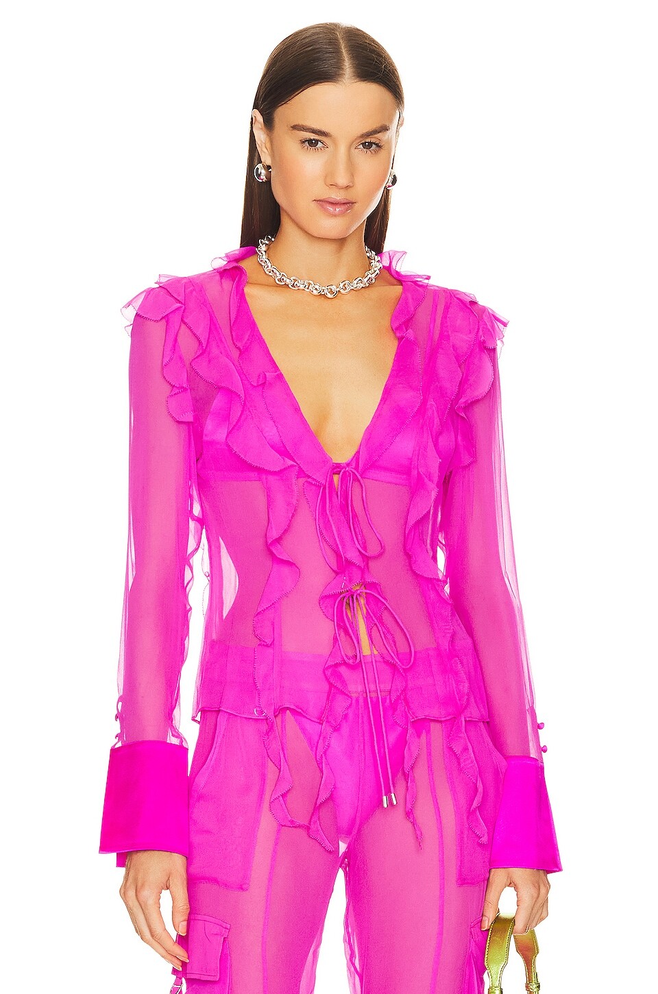 

Блузка retrofete Aviva Silk, цвет Neon Pink