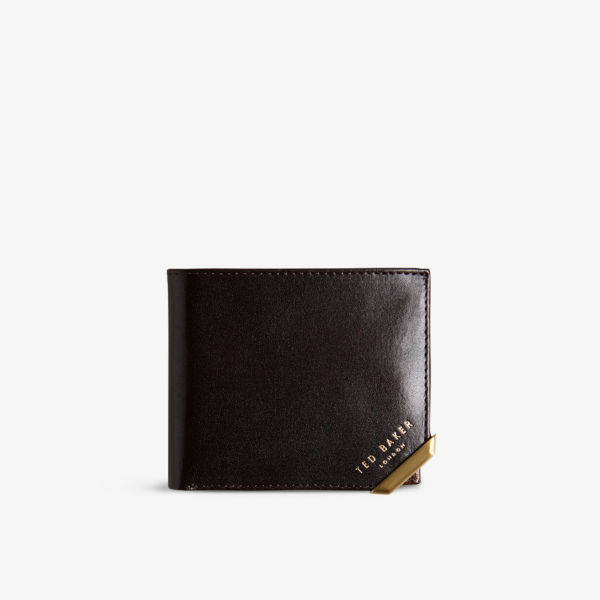 цена Двойной кожаный кошелек Kornerr с тисненым логотипом Ted Baker, цвет brn-choc