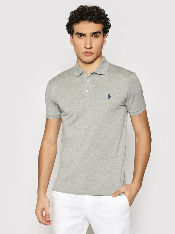 

Рубашка-поло узкого кроя Polo Ralph Lauren, серый