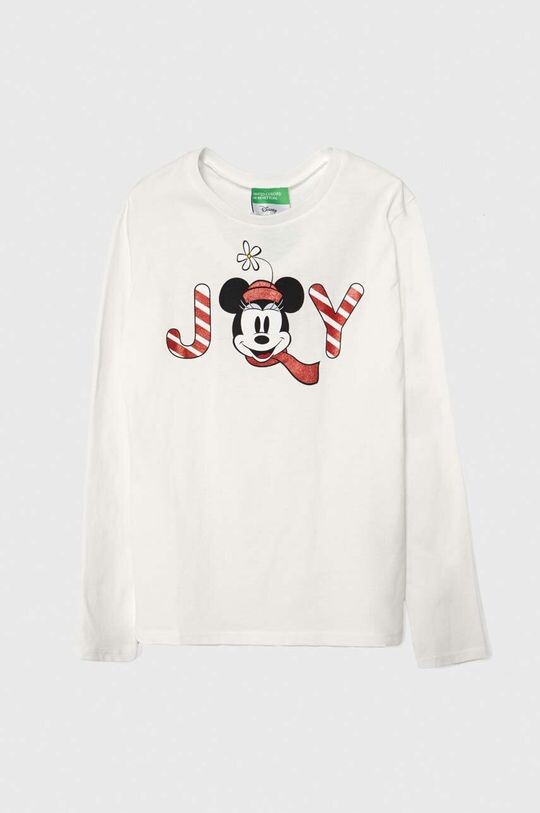 

Детская хлопковая футболка с длинными рукавами United Colors of Benetton x Disney, белый