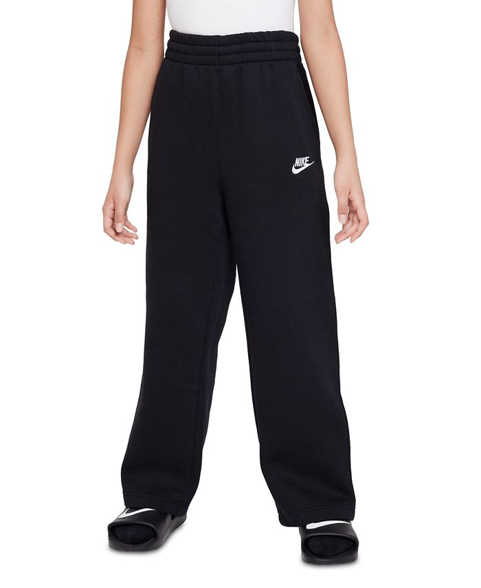 Спортивная одежда для больших девочек Клубные флисовые широкие брюки Nike, черный