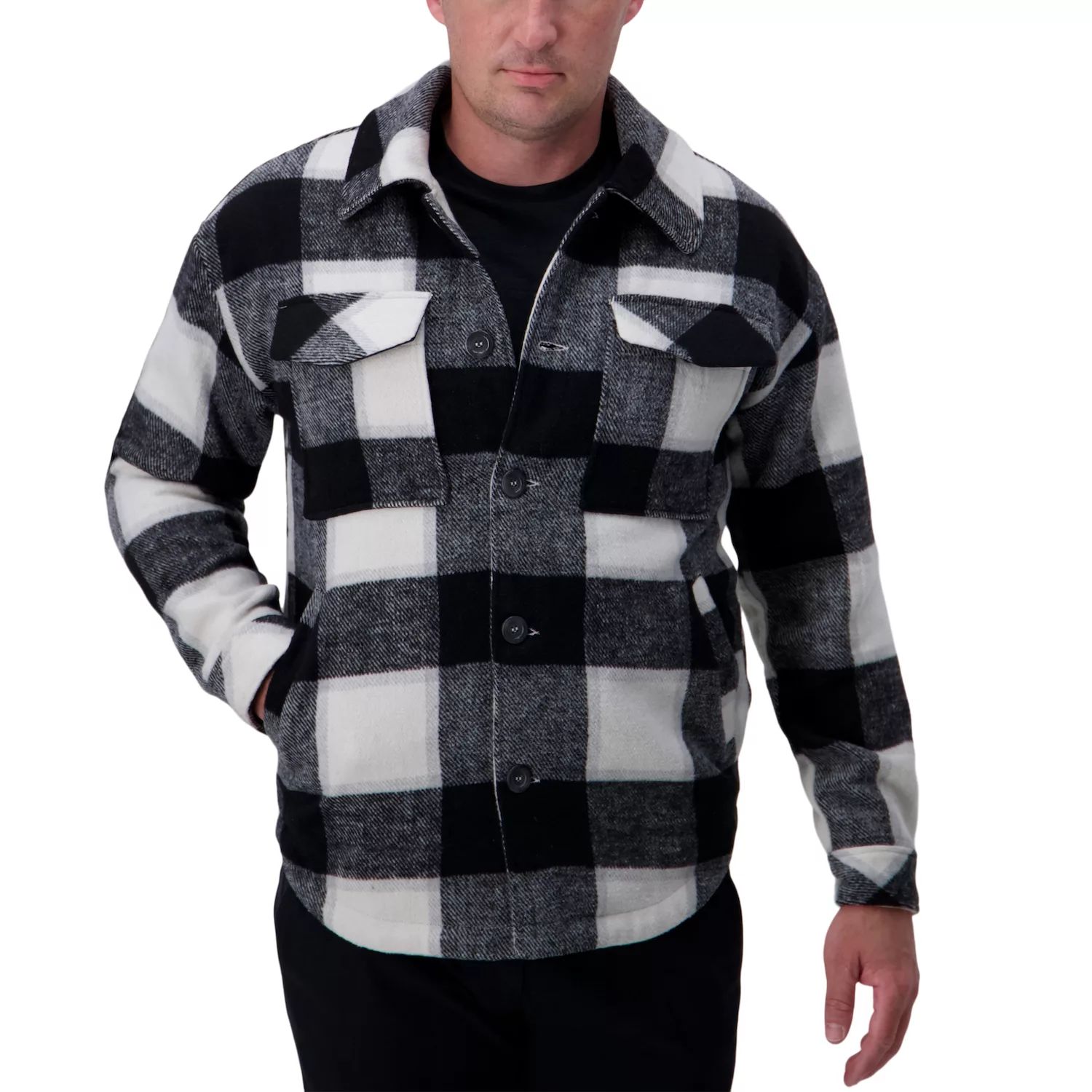 Мужская куртка-рубашка в клетку Supersoft Haggar, черный