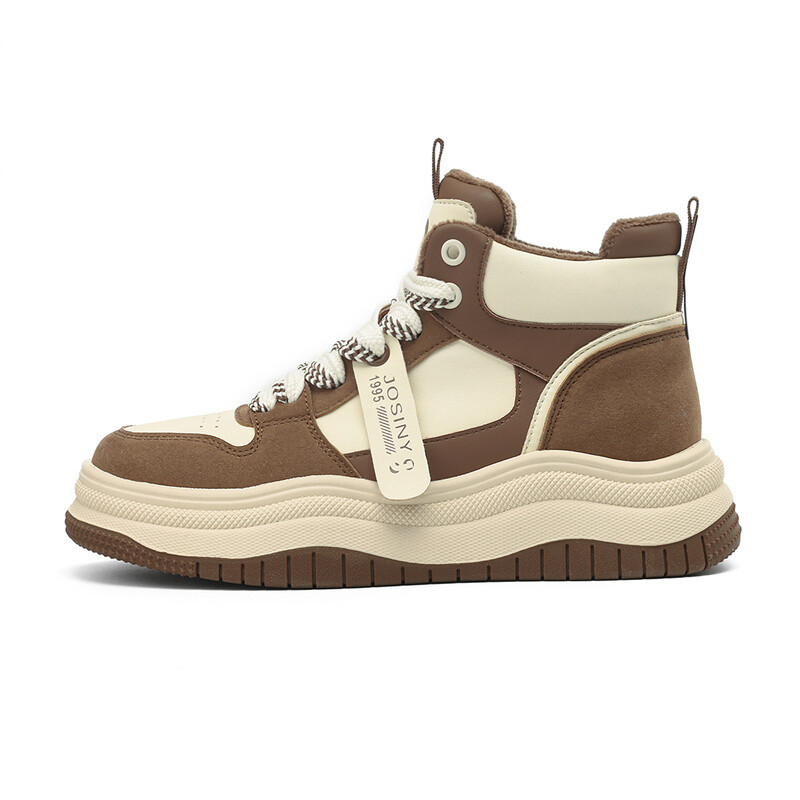 

Кеды, скейтборд обувь женская высокая Josiny, цвет Off-white (high-top, velvet)