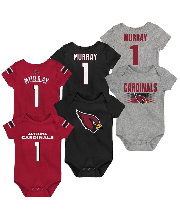 Набор боди унисекс для новорожденных Kyler Murray Cardinal и черно-серого цвета Arizona Cardinals, комплект из трех боди с именем и номером Outerstuff, красный