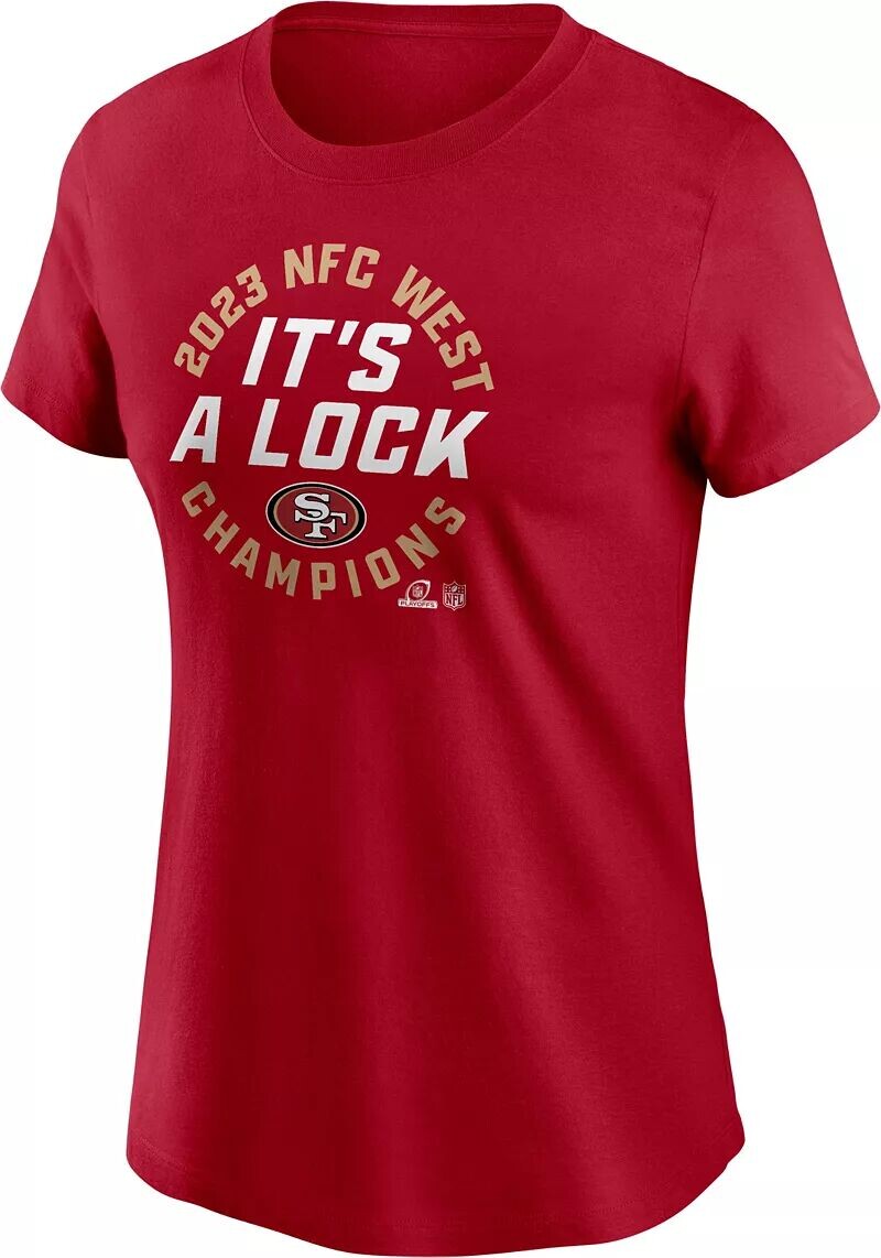 

Женская футболка Nike San Francisco 49ers 2023 NFC West Division Champions в раздевалке