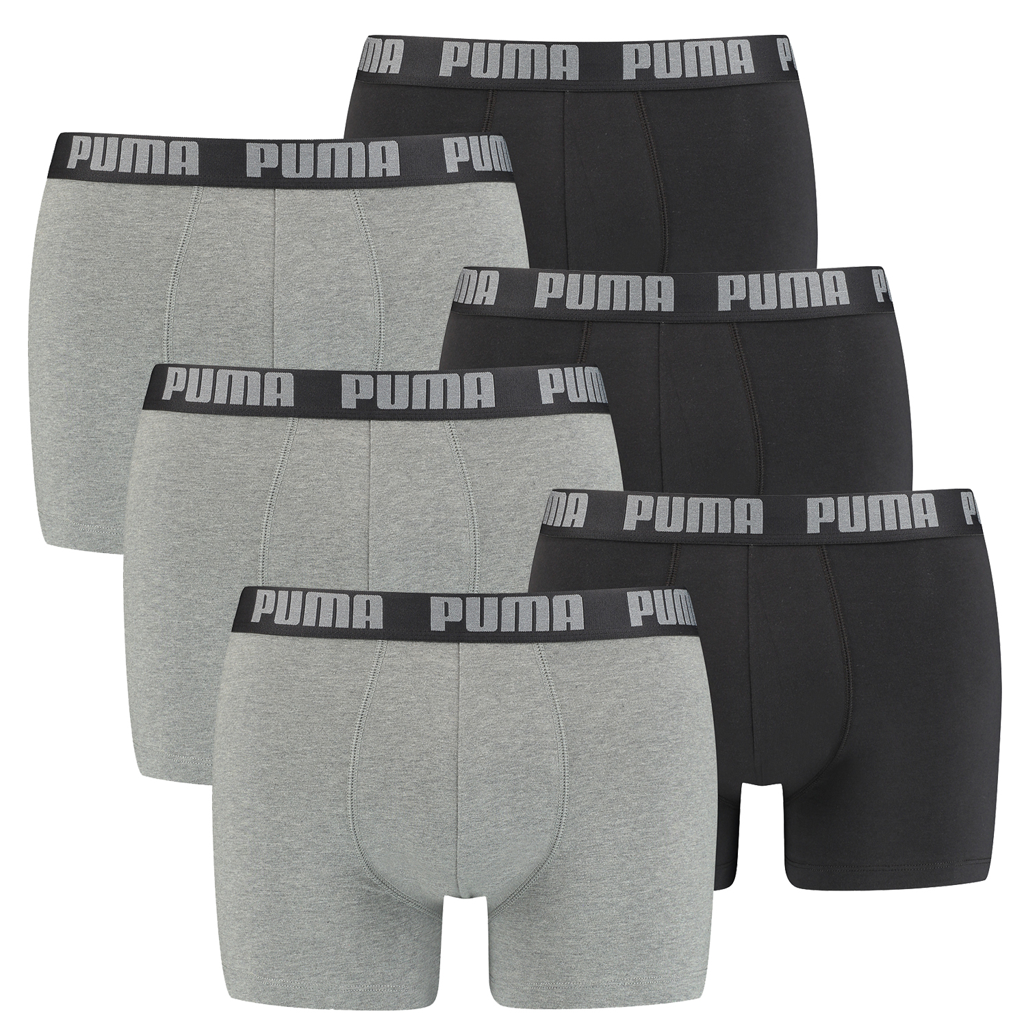 трусы puma active boxer 2p packed m grey yello us s Боксеры Puma Boxershorts PUMA BASIC BOXER 2P, цвет 691 - dark grey melange / black