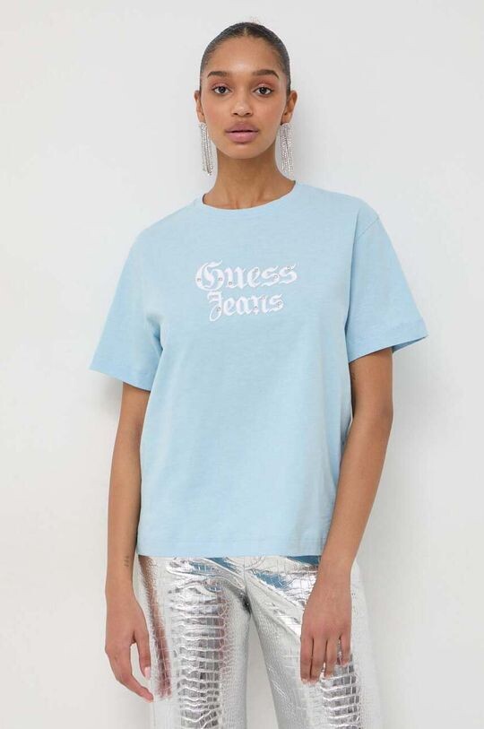 

Хлопковая футболка Guess, синий