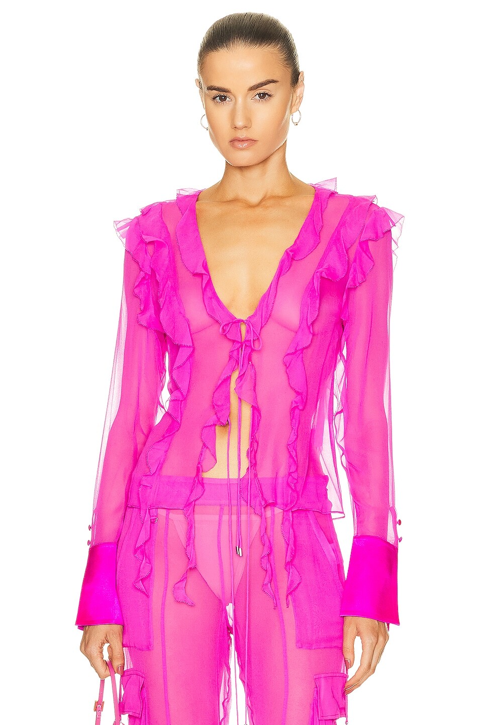 

Блузка Retrofete Aviva Silk, цвет Neon Pink