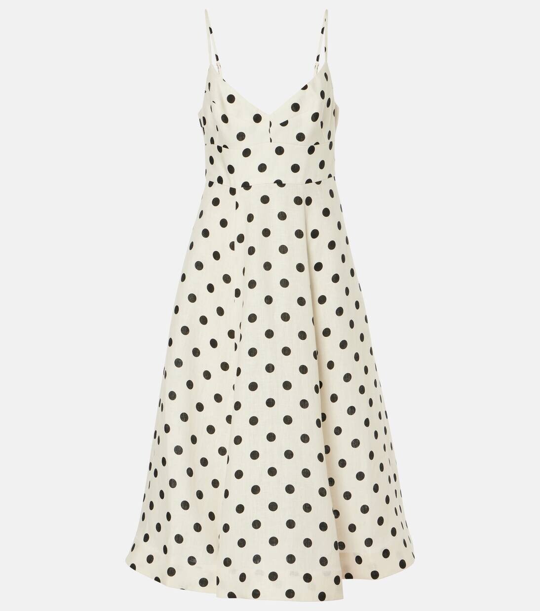 

Льняное платье миди в горошек Zimmermann, цвет cream/black dot