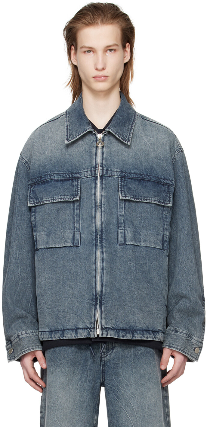 

Синяя джинсовая куртка с эффектом потертостей Solid Homme, цвет Blue