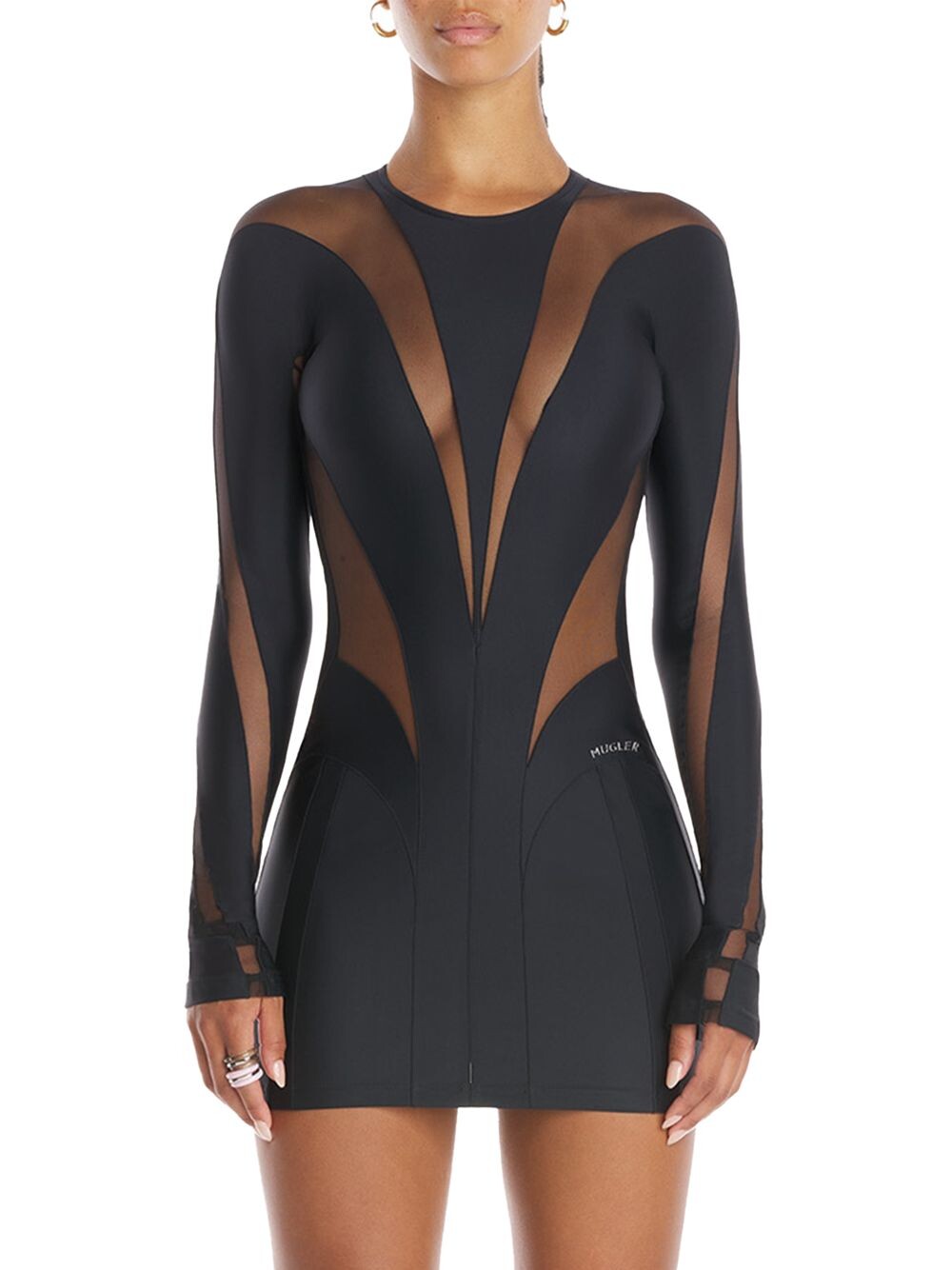 

Мини-платье Couture с длинными рукавами Mugler, черный