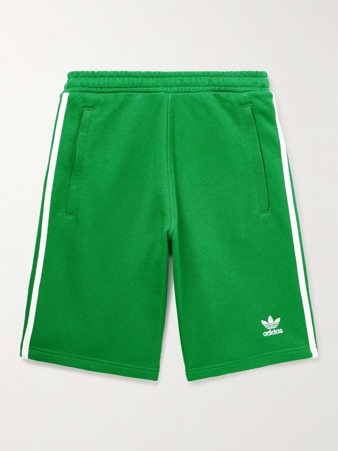 

Прямые шорты из хлопковой махры в полоску ADIDAS ORIGINALS, зеленый