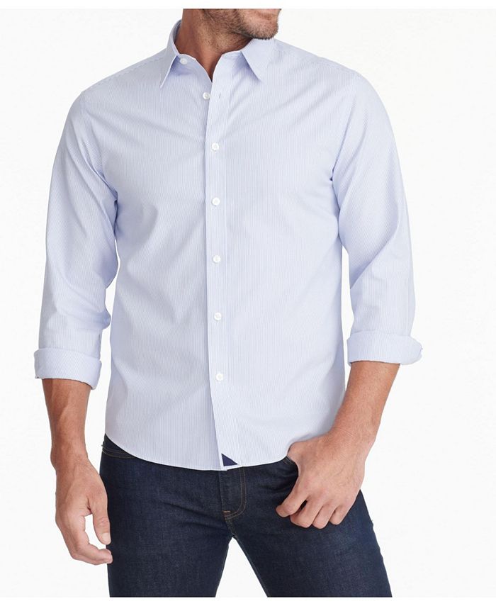 Мужская приталенная рубашка бордо без морщин на пуговицах UNTUCKit, синий цена и фото
