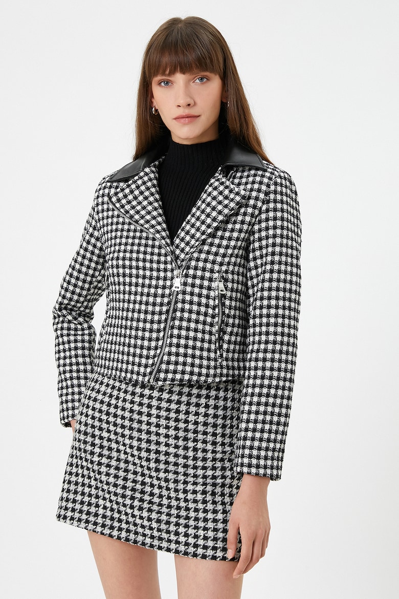 Твидовый пиджак на молнии Koton, черный цена и фото