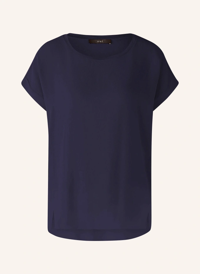 цена Блузка-рубашка из микса материалов Oui, синий