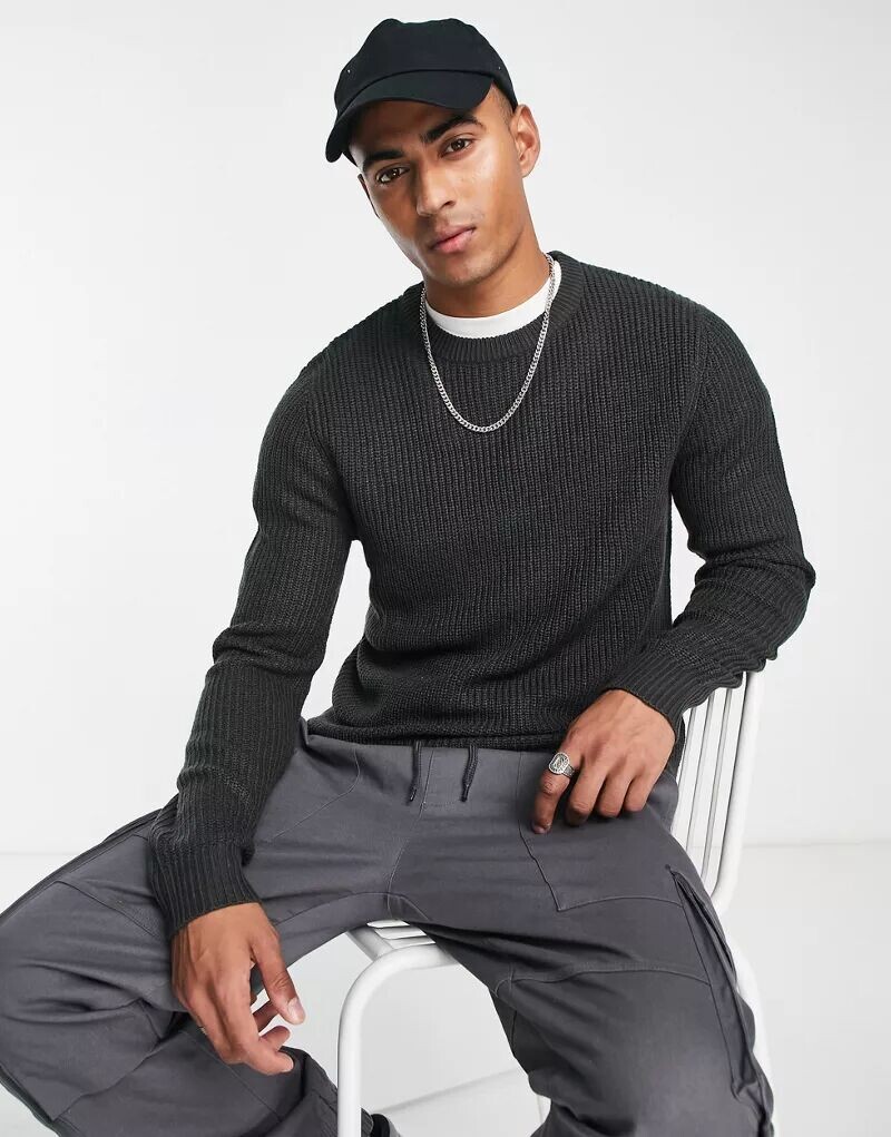 

Темно-серый меланжевый джемпер с круглым вырезом Jack & Jones