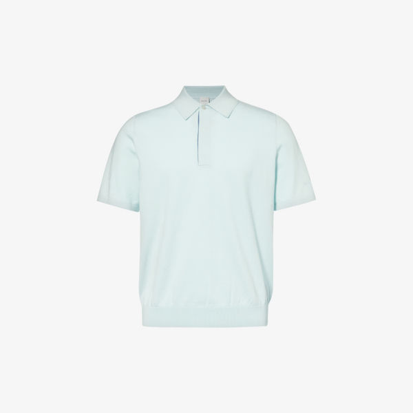 Рубашка-поло классической вязки с контрастной планкой Paul Smith, синий