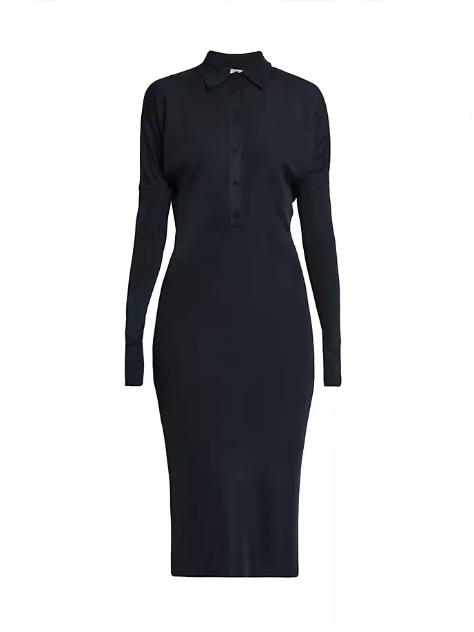 

Платье-поло миди технической вязки Ferragamo, цвет new navy