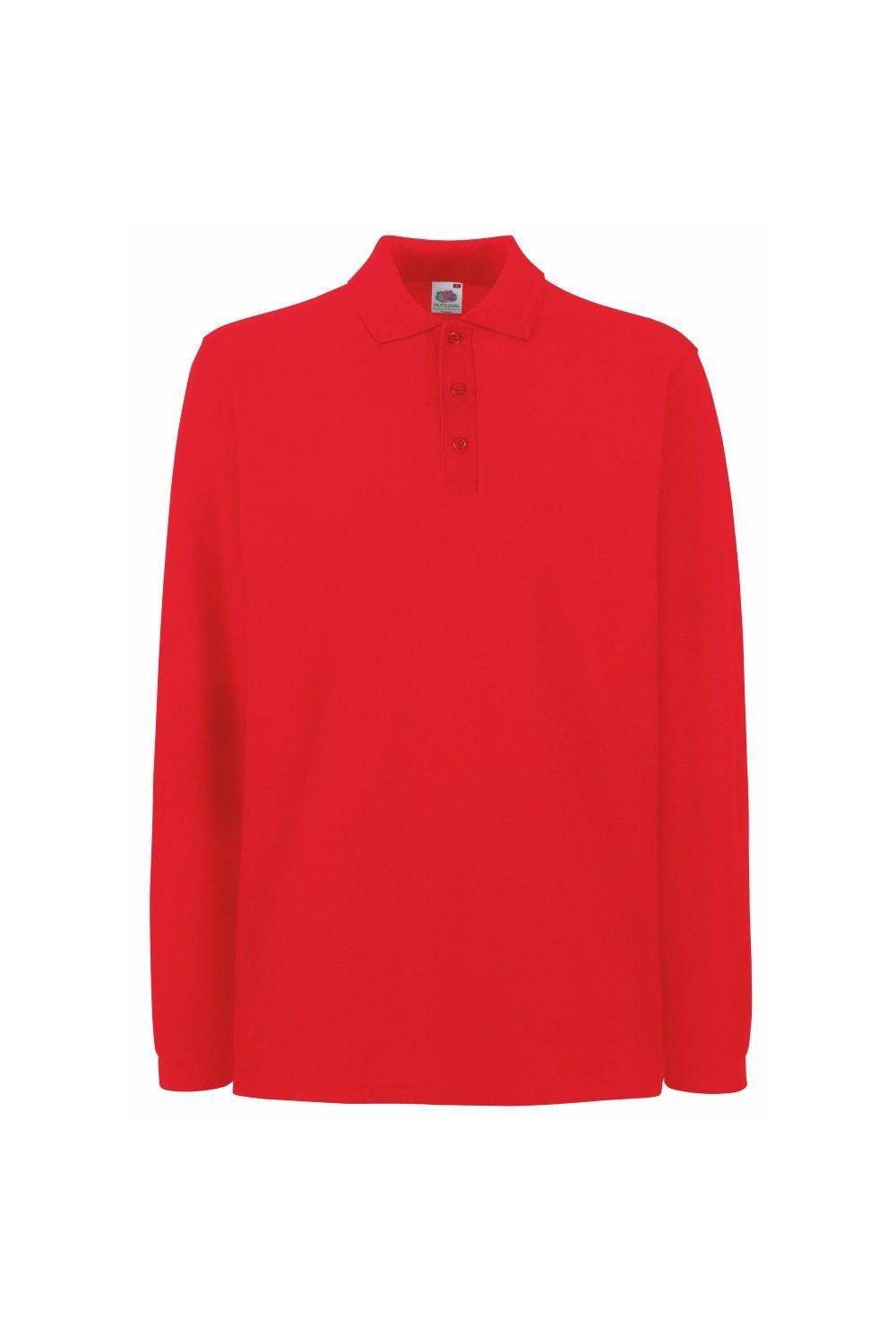 Рубашка поло премиум-класса с длинными рукавами , красный Fruit of the Loom