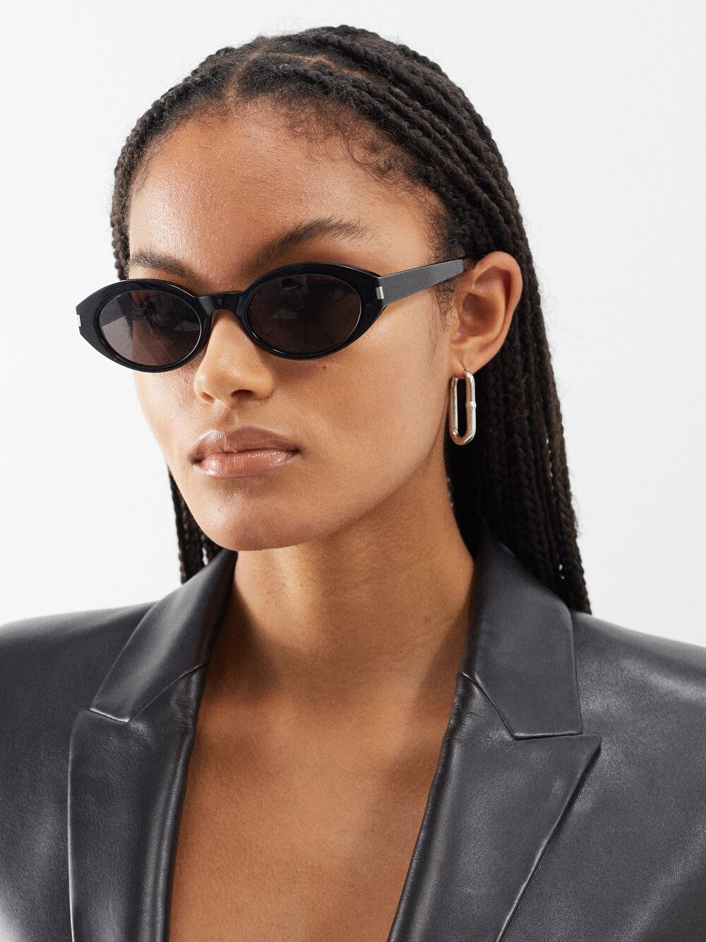 

Овальные солнцезащитные очки из ацетата Saint Laurent, черный