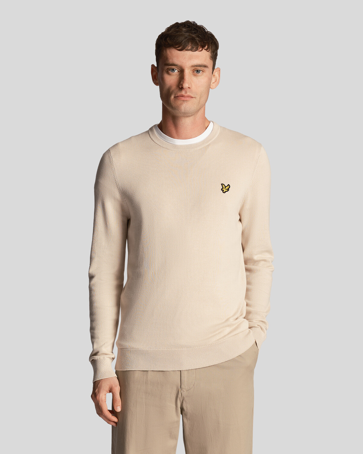 

Хлопковый свитер с круглым вырезом Lyle & Scott, бежевый