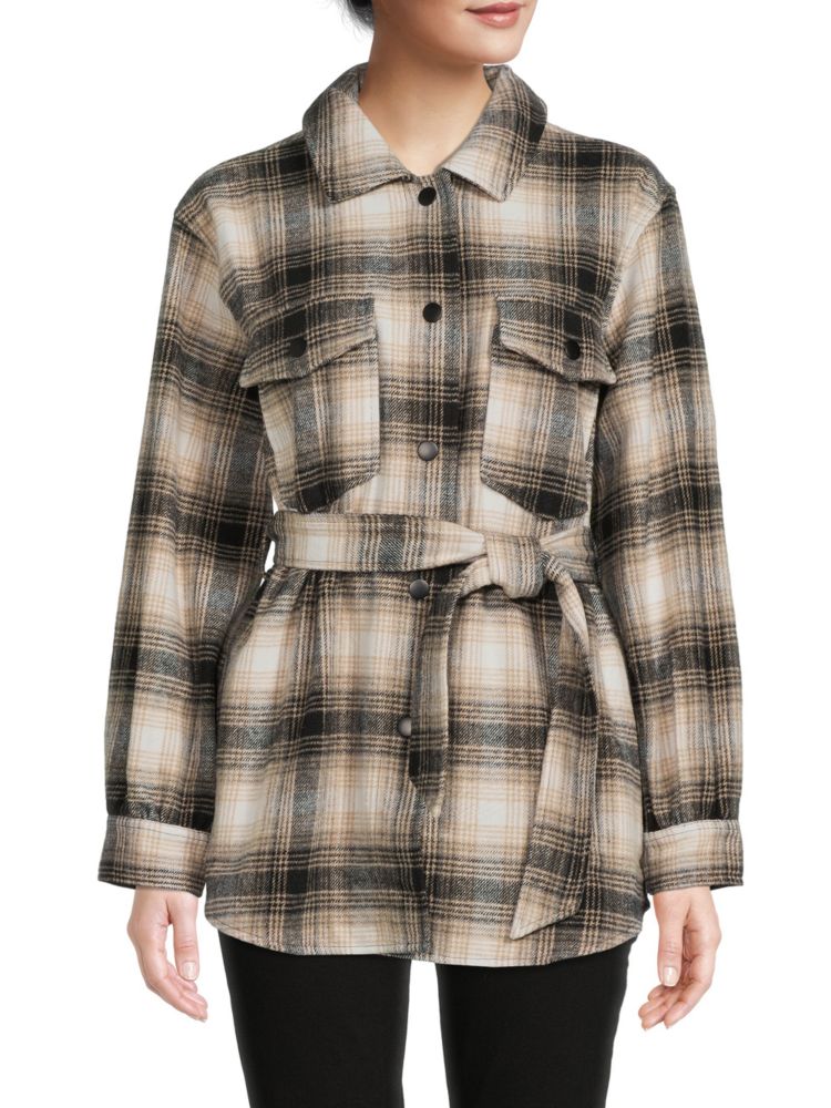 

Куртка-рубашка в клетку Laundry By Shelli Segal, цвет Mink Plaid