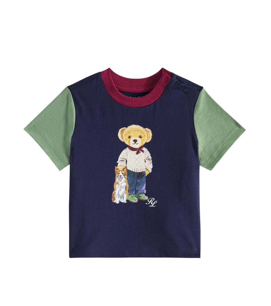 

Футболка из хлопка с надписью «Baby Polo Bear» Polo Ralph Lauren Kids, цвет refined navy w/boy bear