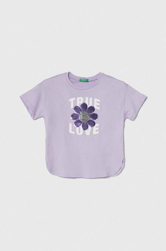 

Хлопковая футболка для детей United Colors of Benetton, фиолетовый