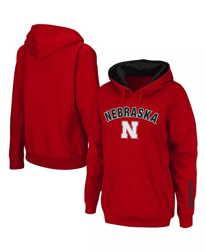 

Женский пуловер с капюшоном Nebraska Huskers Arch и Logo 1 Colosseum, красный