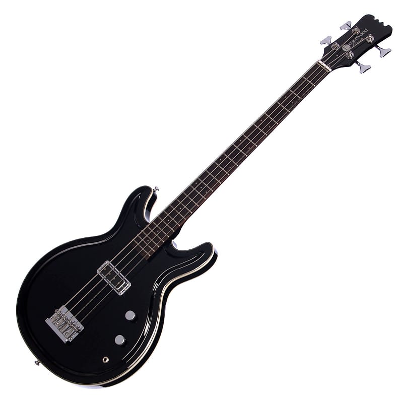 цена Басс гитара Eastwood Side Jack Series Custom Shop Bound Tone Body Black Widow 4-String Electric Bass Guitar