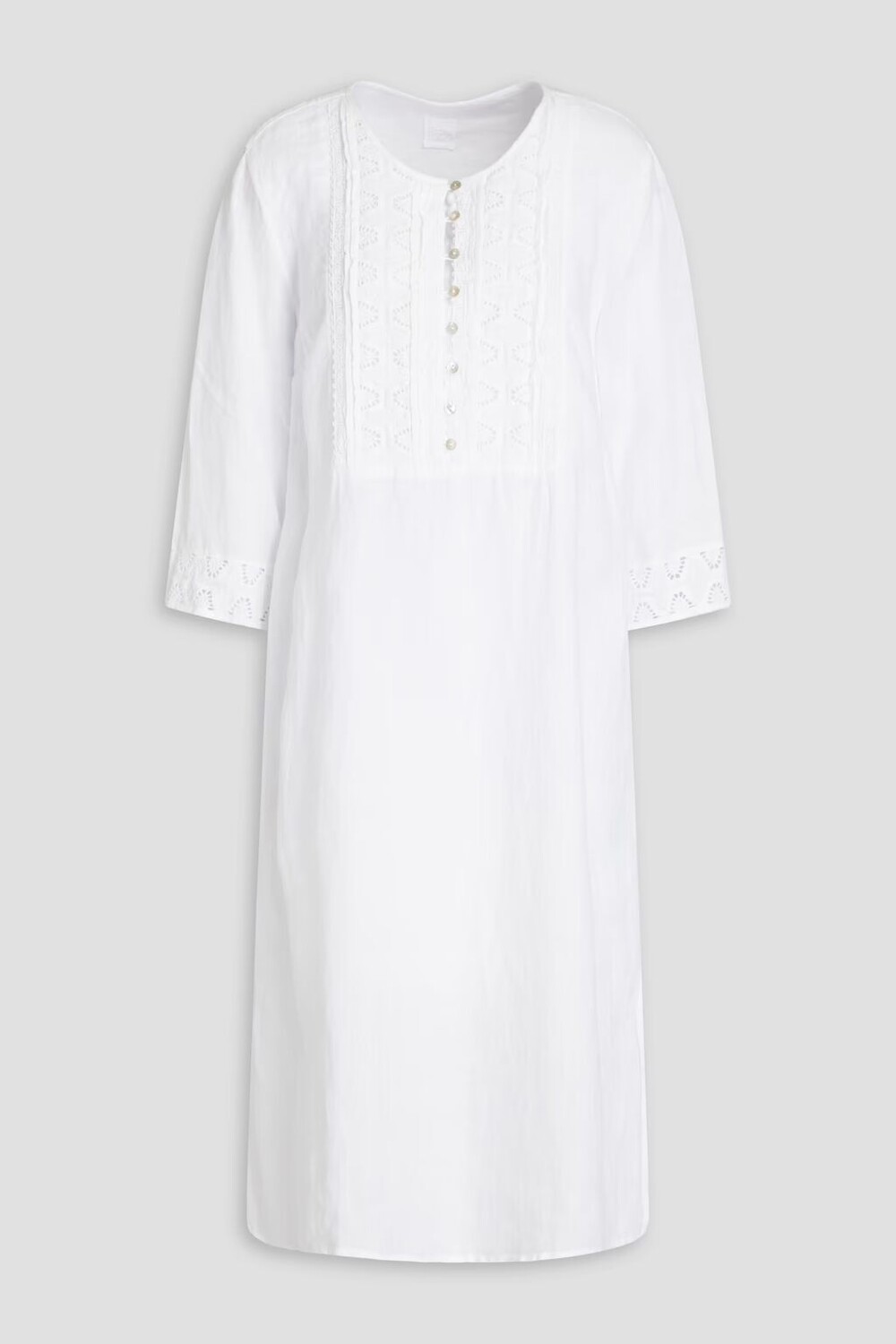 

Льняное платье миди Broderie с английской отделкой 120% Lino, белый