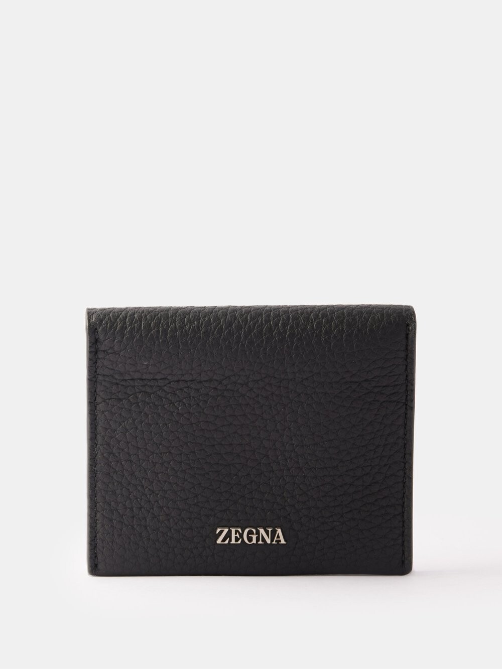 

Складной картхолдер из зерненой кожи с пластинкой-логотипом ZEGNA, черный