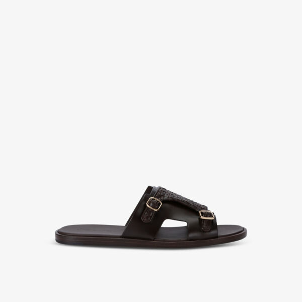 

Сандалии из кожи с пряжками и плетеными накладками Santoni, черный