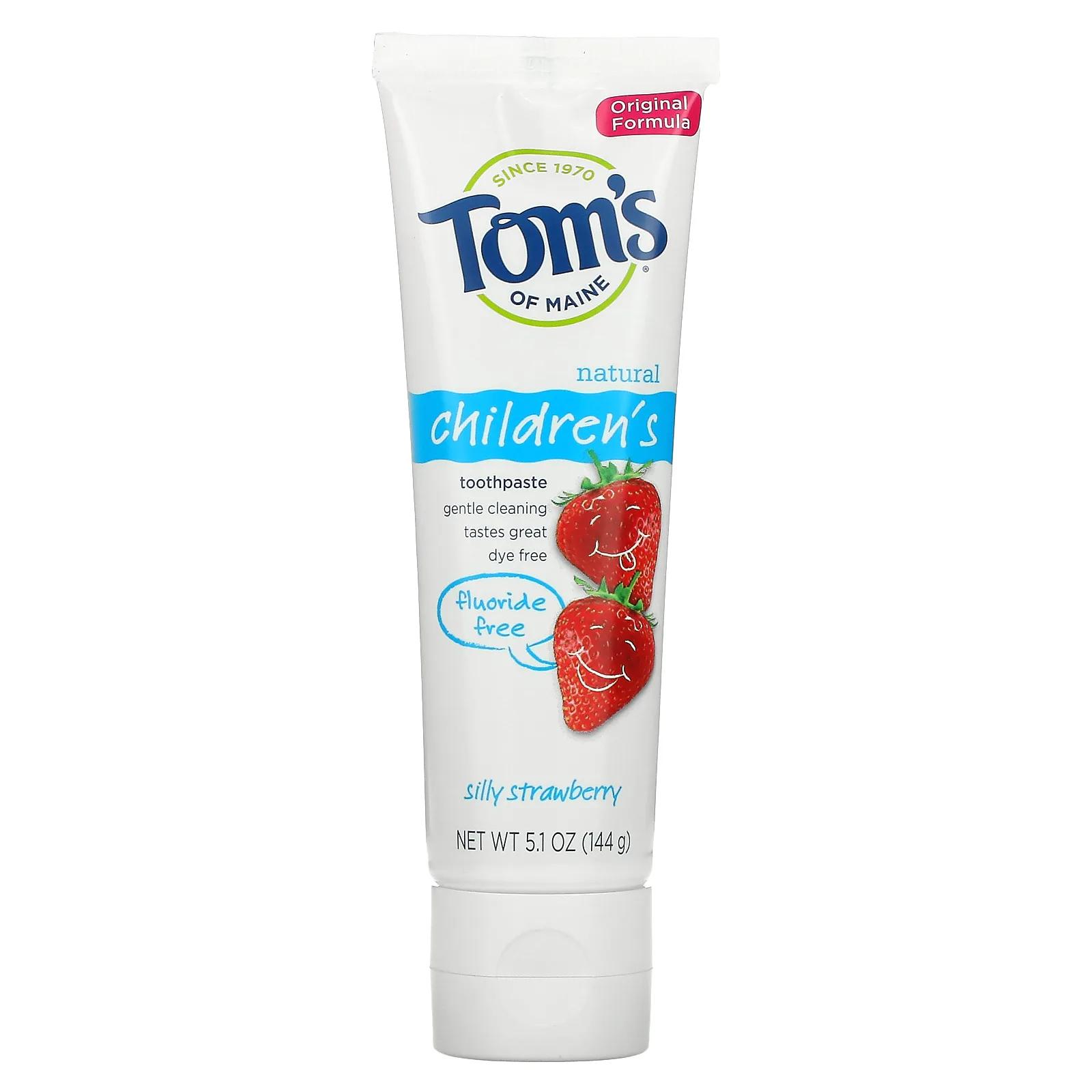Tom's of Maine Natural Children's Toothpaste Fluoride-Free Silly Strawberry 5.1 oz (144 g) дезодорант tom s of maine без запаха