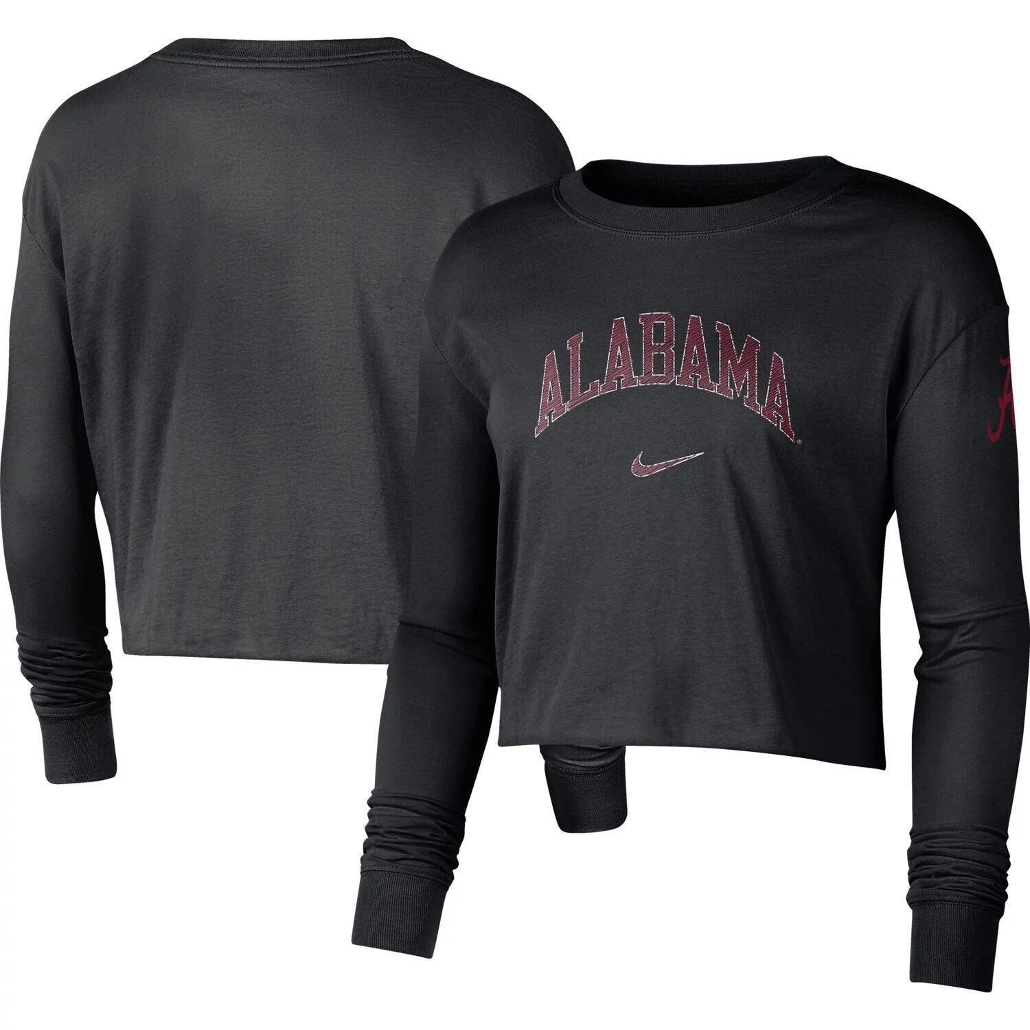 

Женская черная укороченная футболка с логотипом Nike Alabama Crimson Tide 2-Hit Nike, Черный