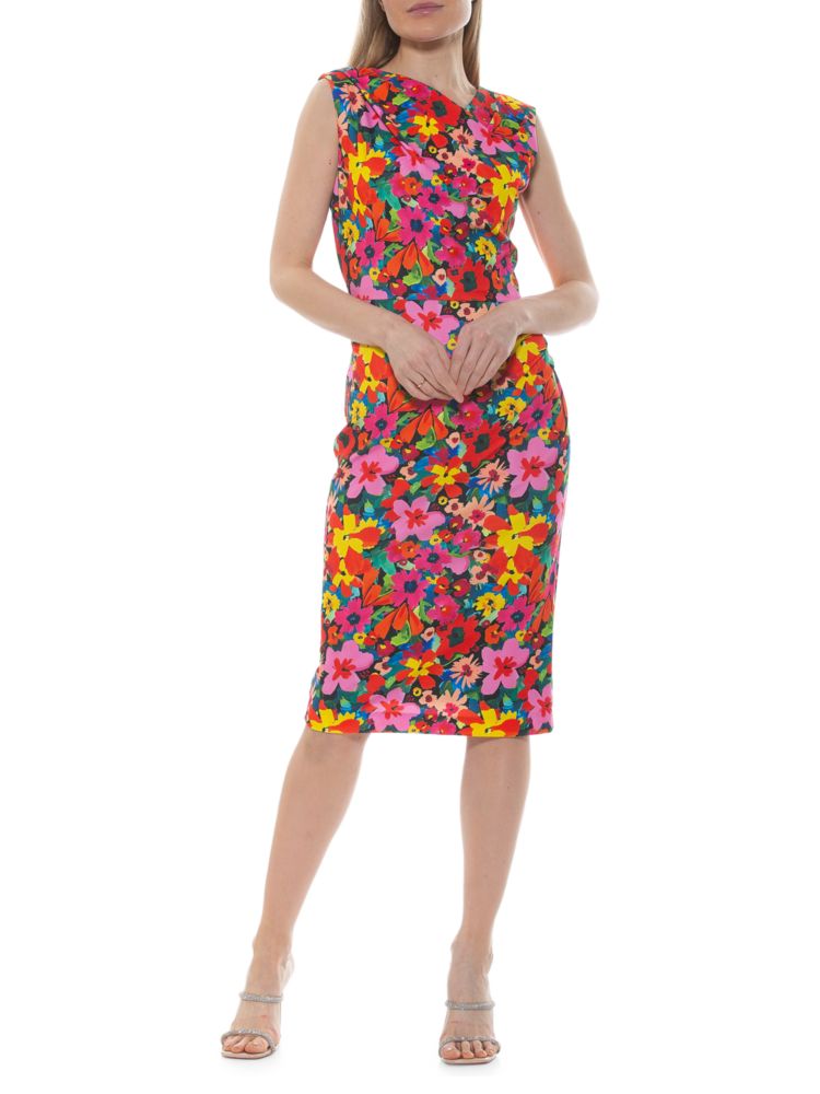 Плиссированное платье-футляр Diane Alexia Admor, цвет Floral Multi платье футляр willa alexia admor цвет orange multi