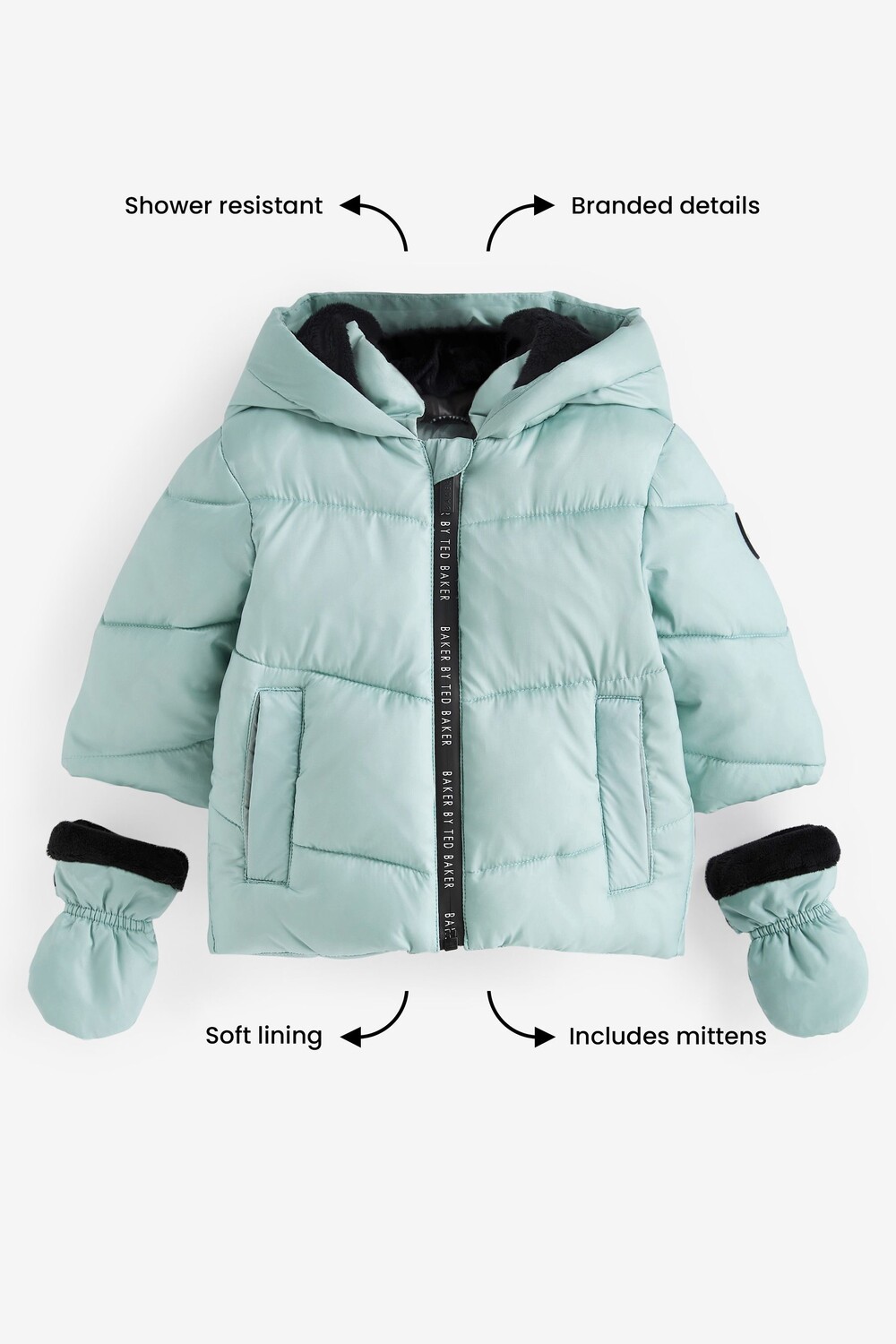 

Утепленный плащ с перчатками Baker By Ted Baker, зеленый