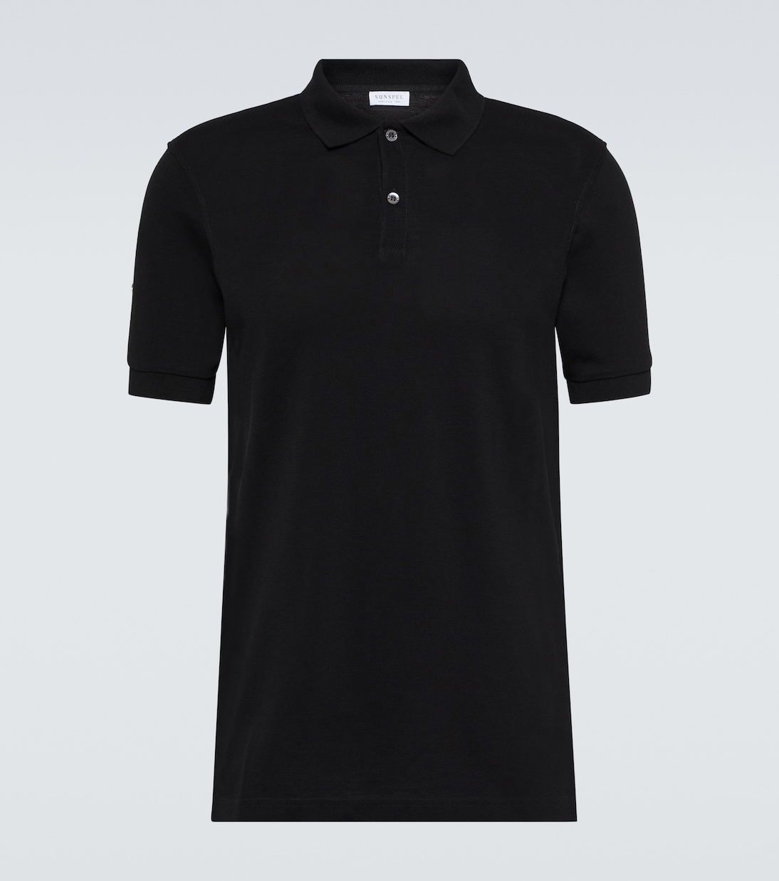 Рубашка-поло из хлопкового пике Sunspel, черный
